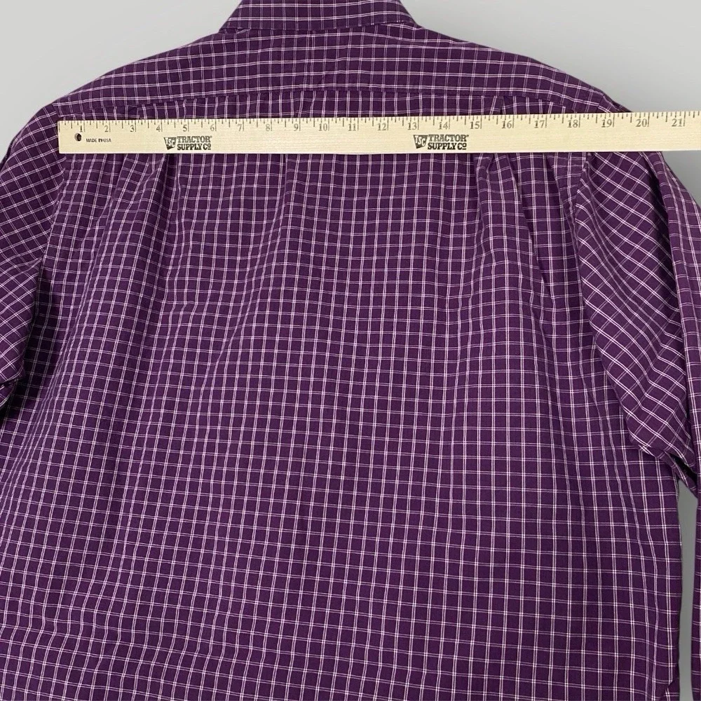 Polo Ralph Lauren Shirt Mens 17.5 XL Purple White Plaid Regent‎ Button Up